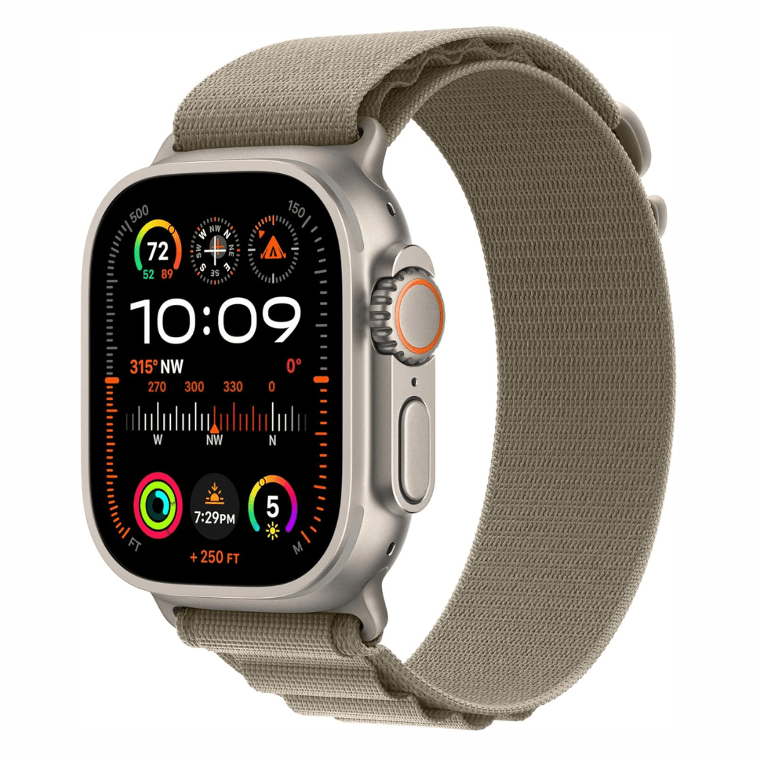 Apple - Apple Watch Ultra 2 (Titanium, Cellular, 49mm) - Olive Alpine Loop -GPS + Cellular -New Open-Box - Maxandfix -