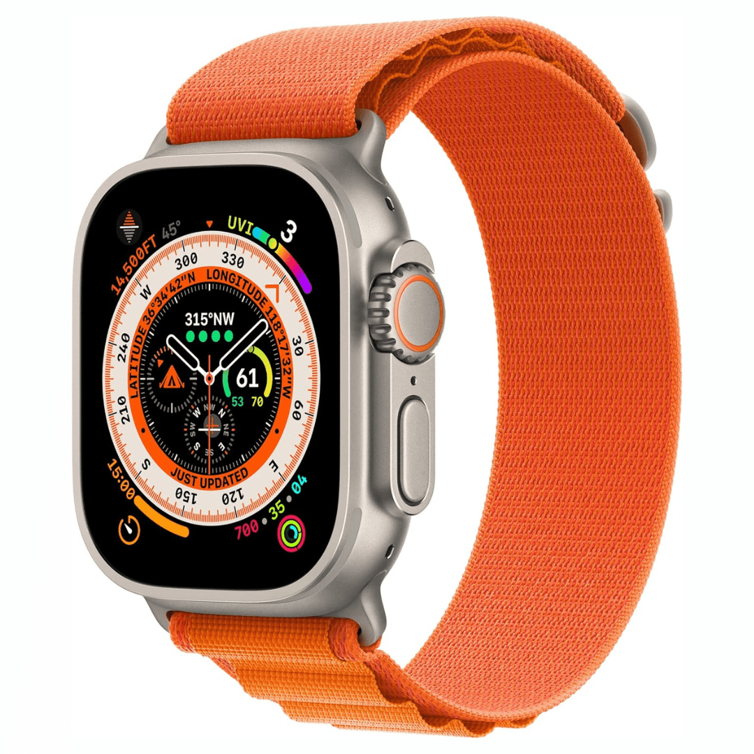 Apple - Apple Watch Ultra 2 (Titanium, Cellular, 49mm) - Orange Alpine Loop -GPS + Cellular -New Open-Box - Maxandfix -