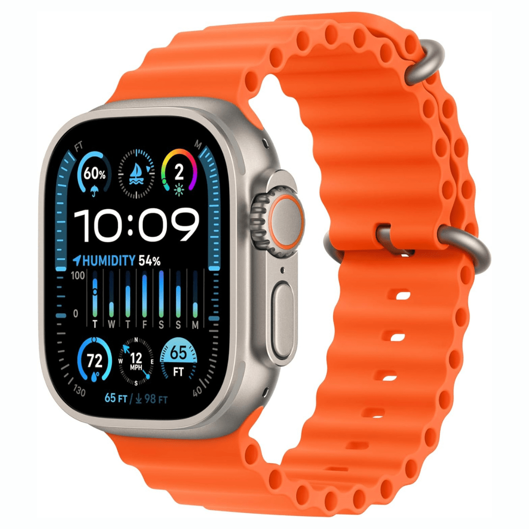 Apple - Apple Watch Ultra 2 (Titanium, Cellular, 49mm) - Orange Ocean Band -GPS + Cellular -New Open-Box - Maxandfix -
