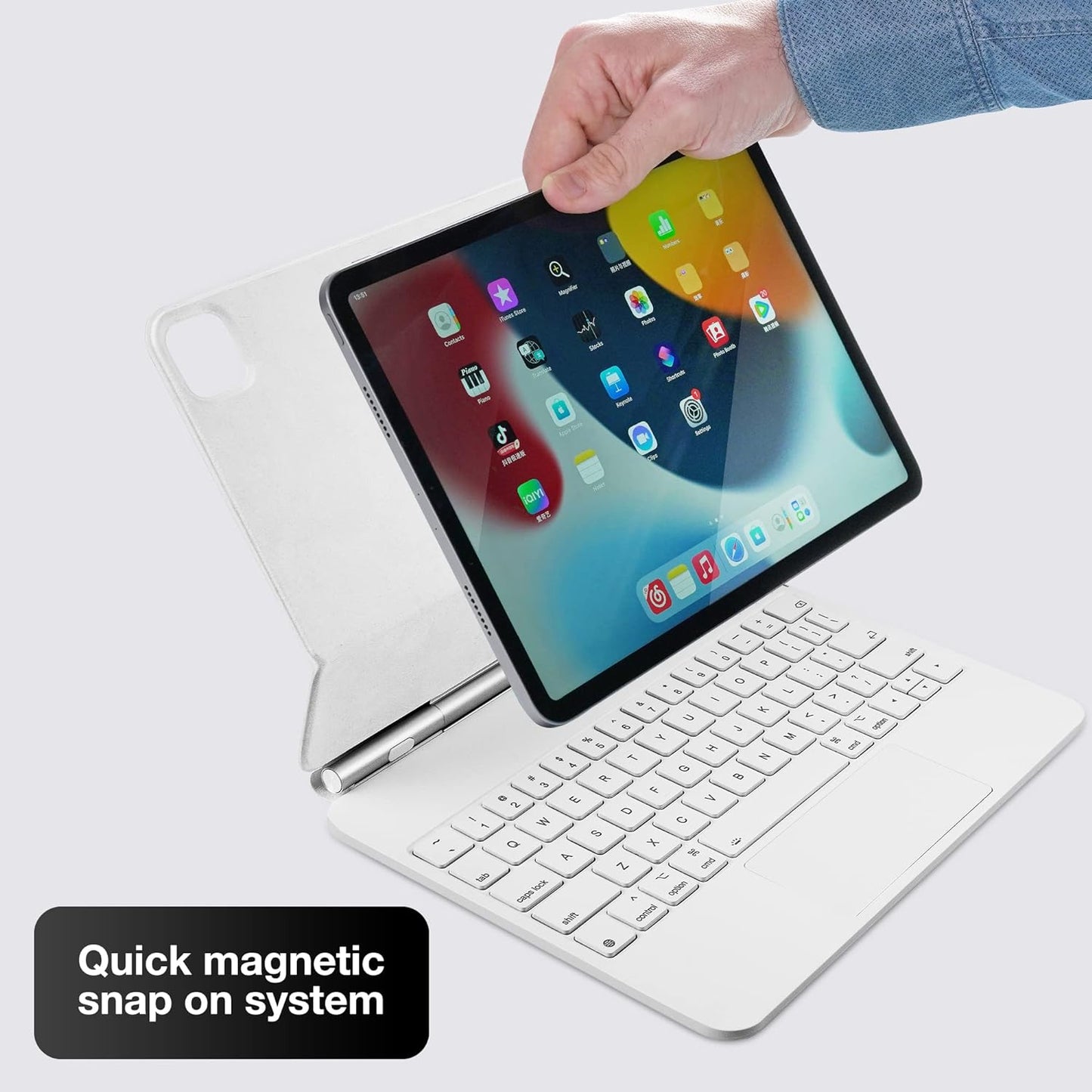Maxandfix - InUnion Magic Keyboard | iPad Pro 11 inch 1st, 2nd, 3rd Gen 2022 and 10.9 iPad Air 5th & 4th Gen - White - Maxandfix -