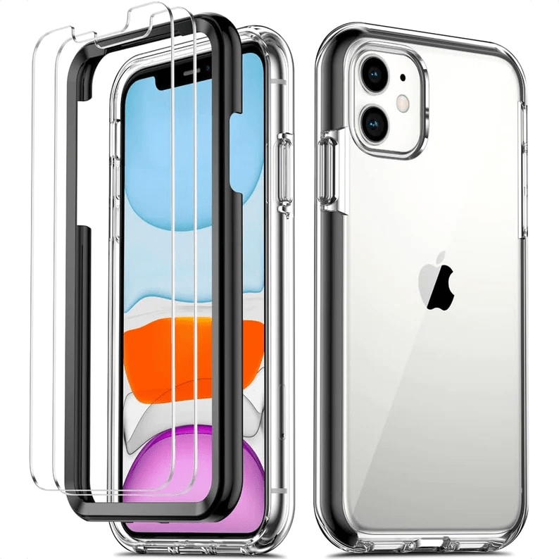 Maxandfix - iPhone 11 Case with x 2 Tempered Glass Screen Protector - Black - - Maxandfix -