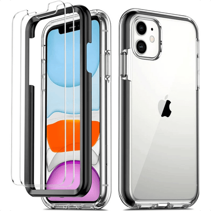 Maxandfix - iPhone 11 Case with x 2 Tempered Glass Screen Protector - Black - - Maxandfix -