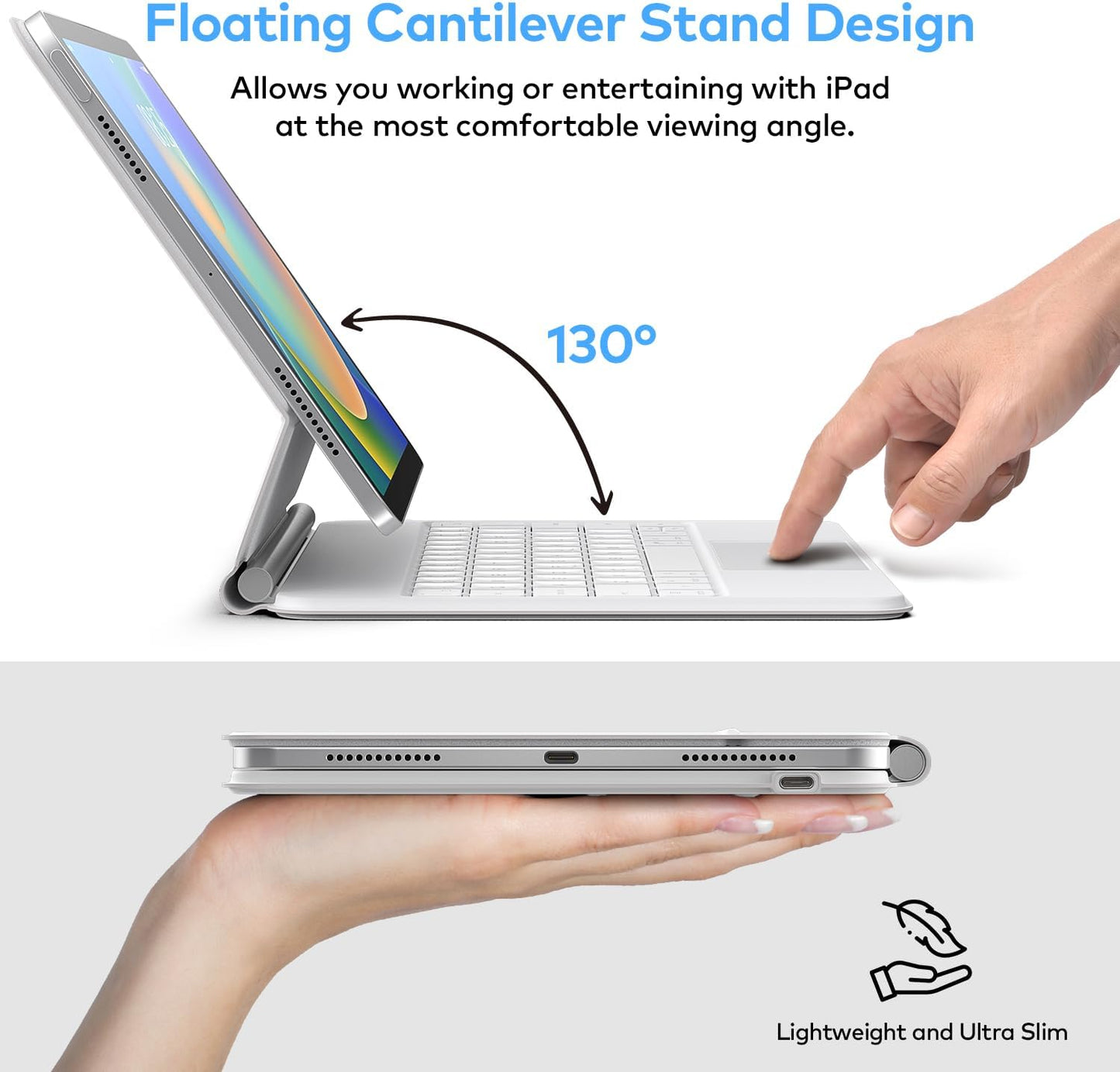 Maxandfix - Magic Keyboard Case Style for iPad 10.9 inch 10th Gen 2022 - White - Maxandfix -