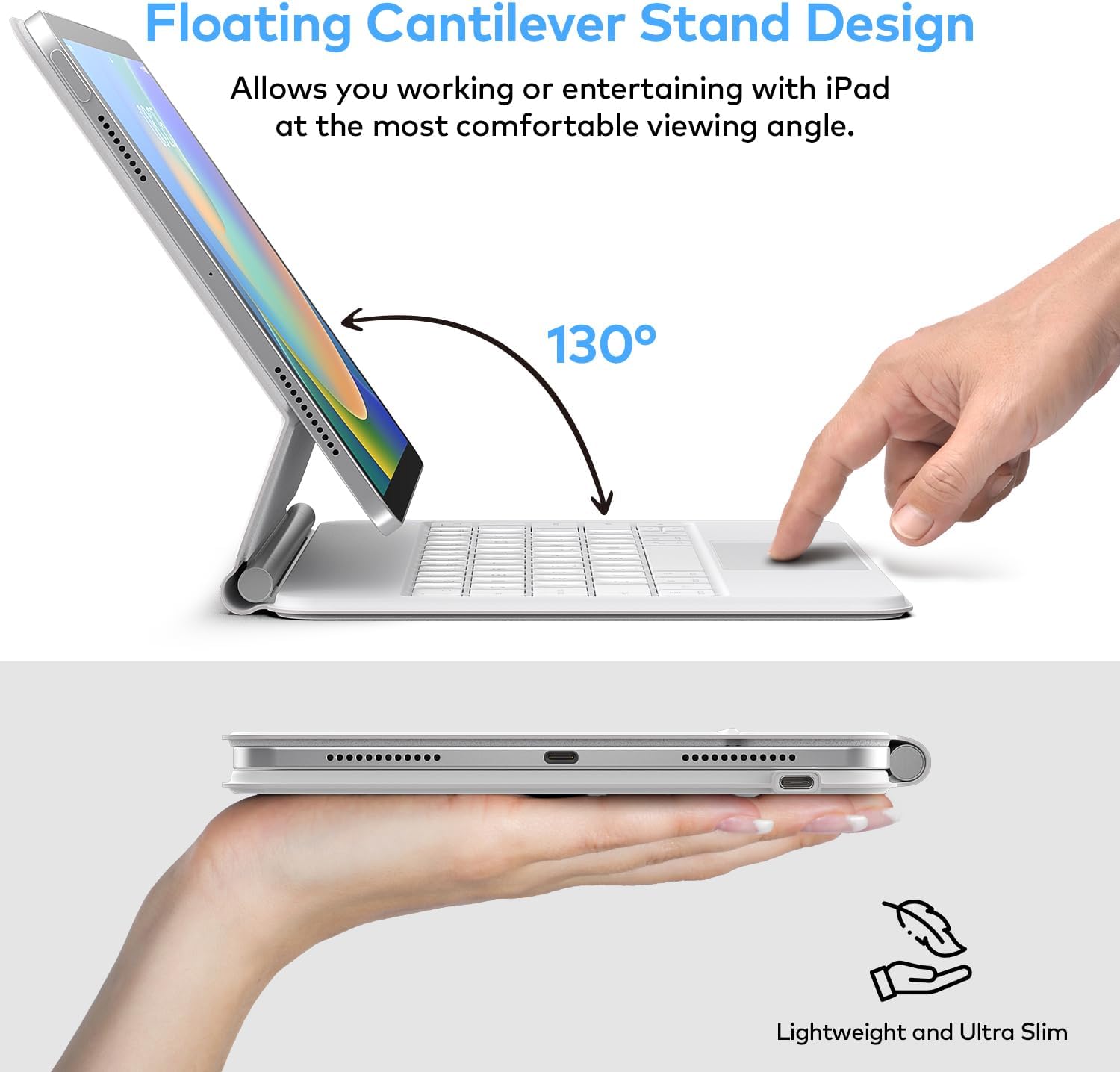 Maxandfix - Magic Keyboard Case Style for iPad 10.9 inch 10th Gen 2022 - White - Maxandfix -