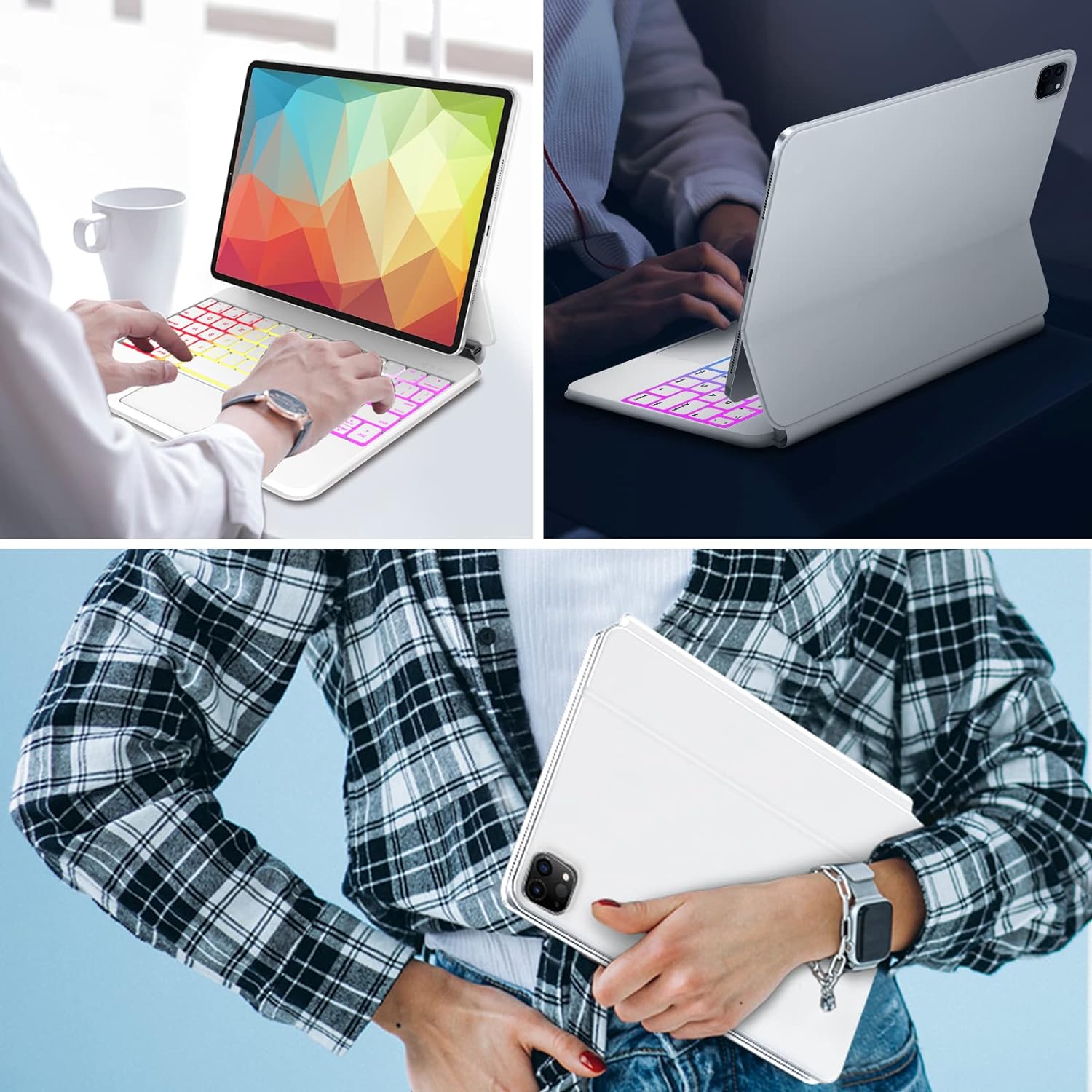 Maxandfix - Magic Keyboard for iPad Air 5th/4th generation 10.9 & iPad Pro 11 (4th/3rd/2nd/1st Gen) - White - Maxandfix -