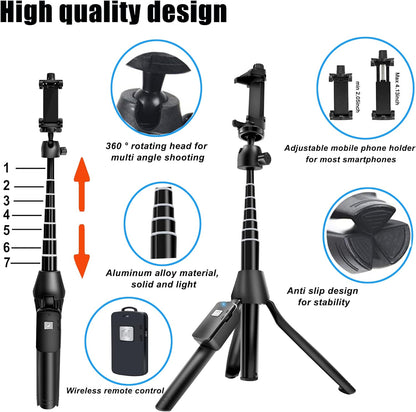 Maxandfix - Selfie Stick, 40 inch Extendable Selfie Stick Tripod,Phone Tripod with Wireless Remote Shutter,Group Selfies/Live Streaming/Video Recording Compatible with All Cellphones - Maxandfix -
