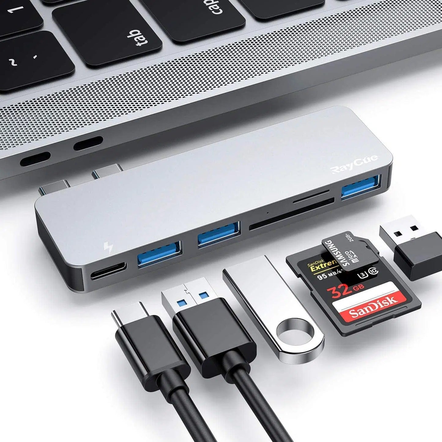 Maxandfix - USB C Hub, 6 in 1 Aluminum Type C Hub Adapter with 3 USB 3.0 Ports, TF/SD Card Reader - Maxandfix -